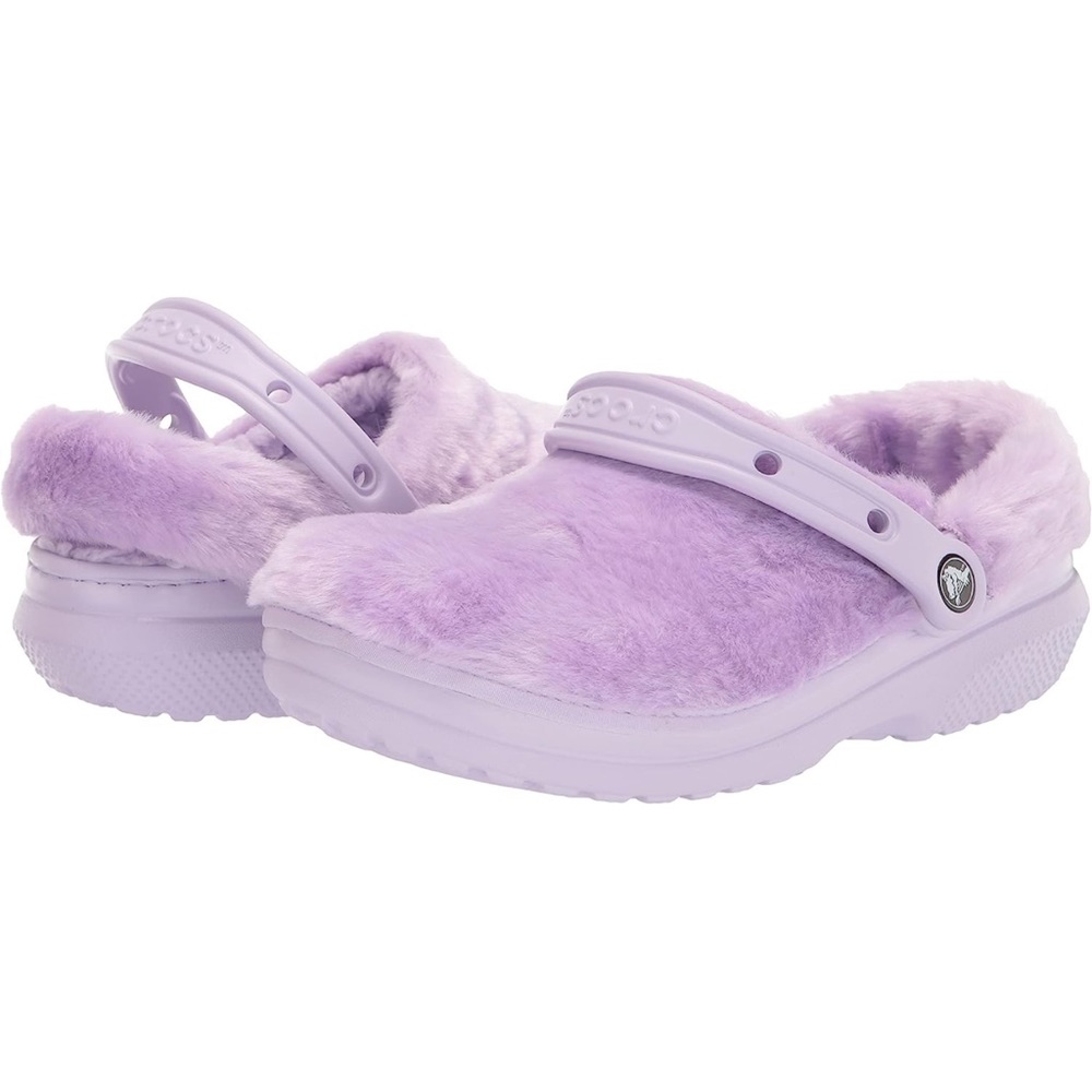 Fuzzy light purple Crocs